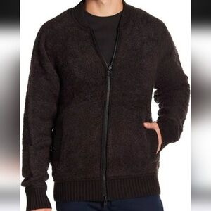 vince men’s teddy wool blend double zip bomber jacket